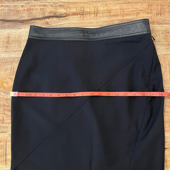 Helmut Lang Twisted Stretch Wool Skirt 6 Midi Grunge Office Siren Leather Waist - Picture 15 of 16